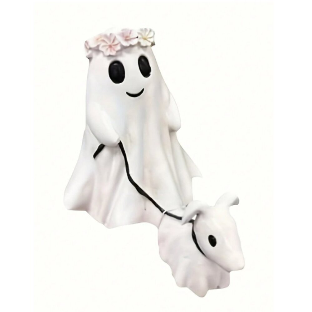 1pc Halloween Ghost Dog Walking Statue, Halloween Ornament, Horror Ghost Dog Sta